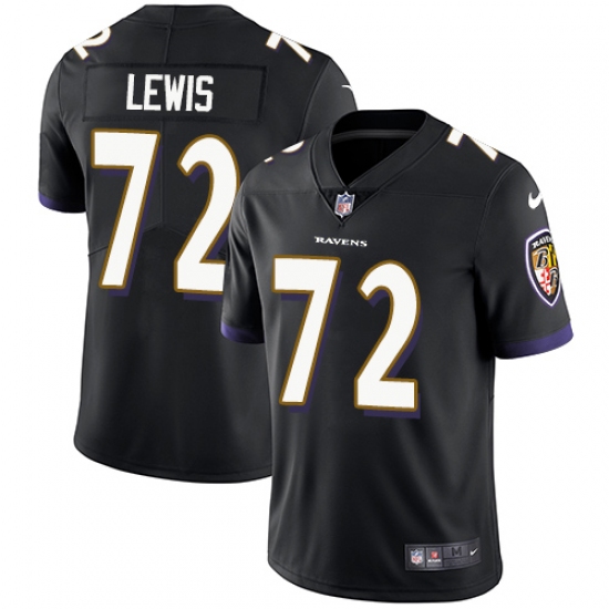 Youth Nike Baltimore Ravens 72 Alex Lewis Black Alternate Vapor Untouchable Limited Player NFL Jersey