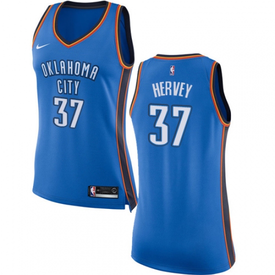 Women's Nike Oklahoma City Thunder 37 Kevin Hervey Swingman Royal Blue NBA Jersey - Icon Edition