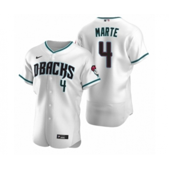 Men's Arizona Diamondbacks 4 Ketel Marte Nike White Teal Authentic 2020 Alternate Jersey