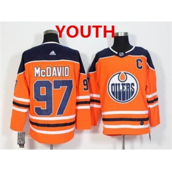 Youth Adidas Edmonton Oilers 97 Connor McDavid Orange Home Authentic Stitched NHL Jersey