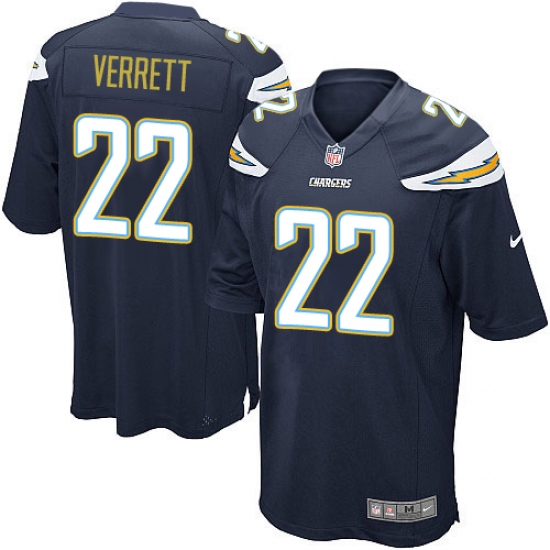 Men's Nike Los Angeles Chargers 22 Jason Verrett Game Navy Blue Team Color NFL Jersey