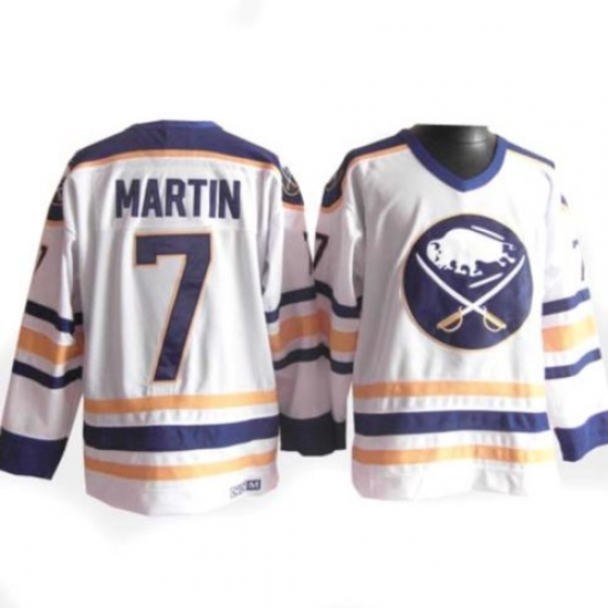 Men's CCM Buffalo Sabres 7 Rick Martin Premier White Throwback NHL Jersey