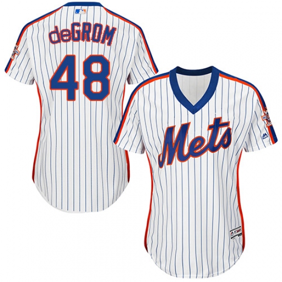 Women's Majestic New York Mets 48 Jacob deGrom Authentic White Alternate Cool Base MLB Jersey