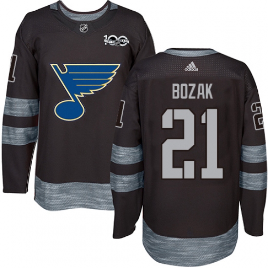 Men's Adidas St. Louis Blues 21 Tyler Bozak Authentic Black 1917-2017 100th Anniversary NHL Jersey