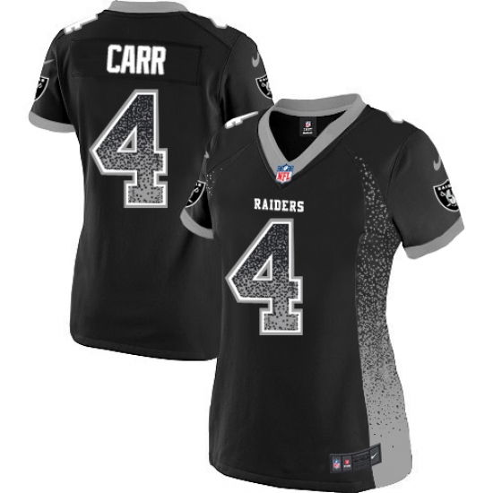 Women's Nike Oakland Raiders 4 Derek Carr Elite Black Drift Fashion NFL Jersey