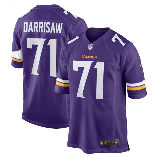 Men's Minnesota Vikings 71 Christian Darrisaw Nike Purple 2021 NFL Draft First Round Pick Game Jersey