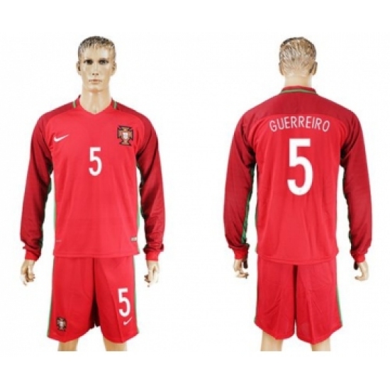 Portugal 5 Guerreiro Home Long Sleeves Soccer Country Jersey