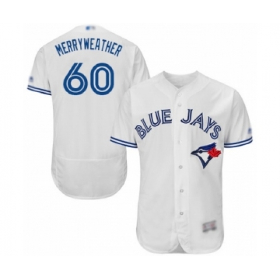 Men's Toronto Blue Jays 60 Julian Merryweather White Home Flex Base Authentic Collection Baseball Player Jersey