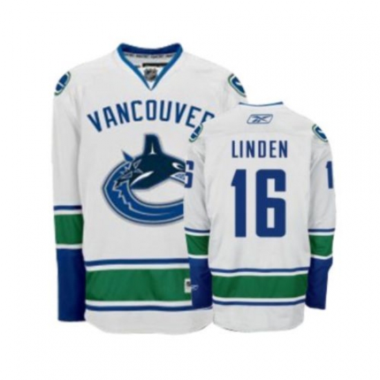 Men's Reebok Vancouver Canucks 16 Trevor Linden Authentic White Away NHL Jersey