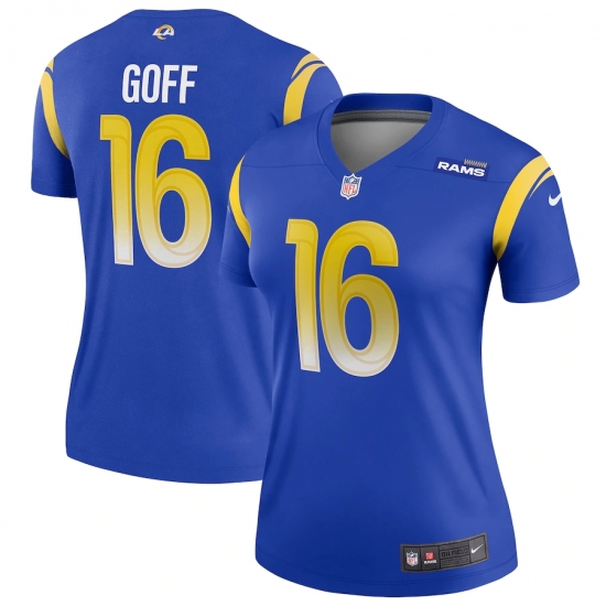 Women's Los Angeles Rams 16 Jared Goff Blue Nike Royal Game Jersey.webp