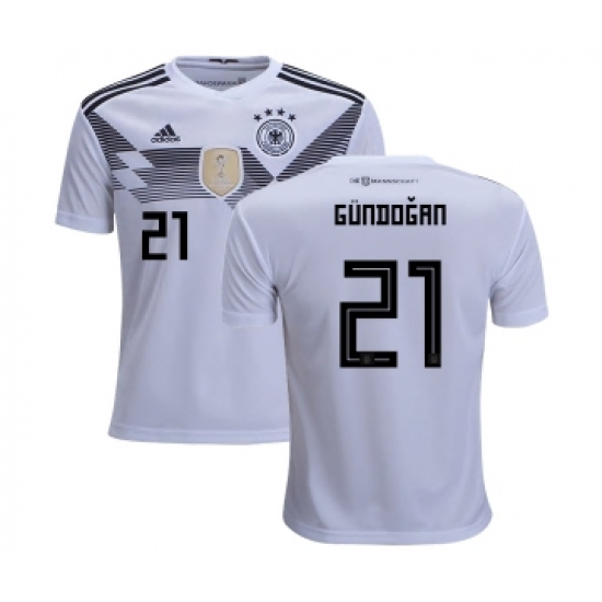 Germany 21 Gundogan White Home Kid Soccer Country Jersey