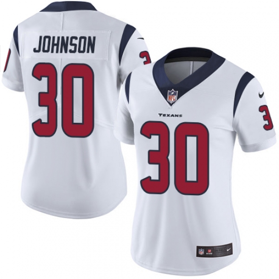 Women's Nike Houston Texans 30 Kevin Johnson Limited White Vapor Untouchable NFL Jersey