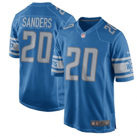 Men's Nike Detroit Lions 20 Barry Sanders Game Light Blue Team Color NFL Jersey