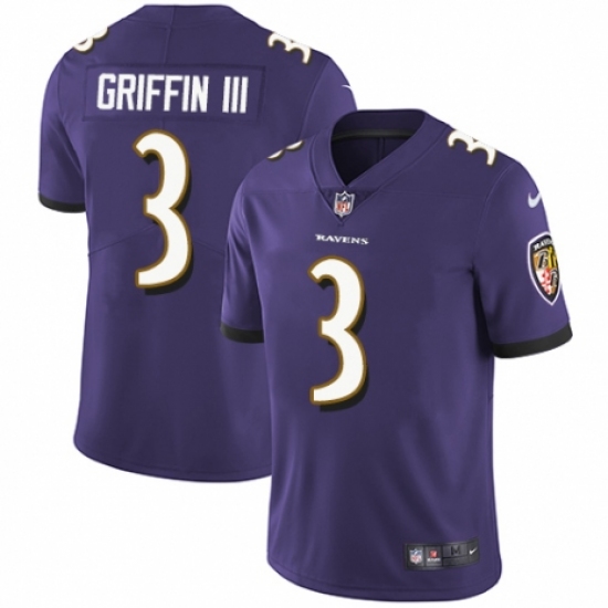 Men's Nike Baltimore Ravens 3 Robert Griffin III Purple Team Color Vapor Untouchable Limited Player NFL Jersey