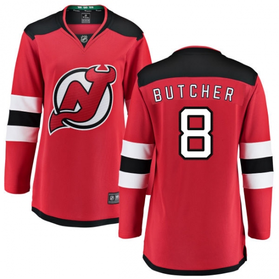 Women's New Jersey Devils 8 Will Butcher Fanatics Branded Red Home Breakaway NHL Jersey