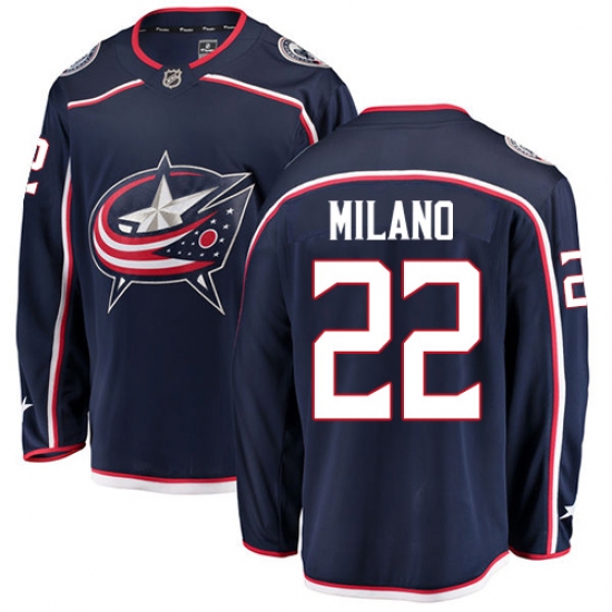 Men's Columbus Blue Jackets 22 Sonny Milano Fanatics Branded Navy Blue Home Breakaway NHL Jersey