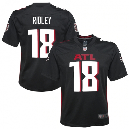 Youth Atlanta Falcons 18 Calvin Ridley Nike Black Player Game Jersey.webp