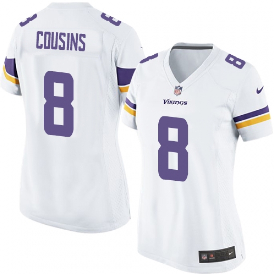 Women's Nike Minnesota Vikings 8 Kirk Cousins Game White NFL Jersey