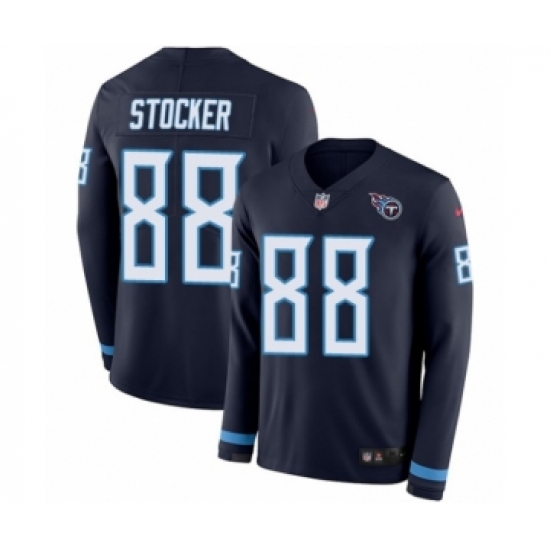 Men's Nike Tennessee Titans 88 Luke Stocker Limited Navy Blue Therma Long Sleeve NFL Jersey