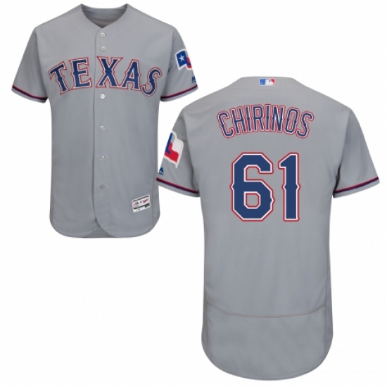 Men's Majestic Texas Rangers 61 Robinson Chirinos Grey Road Flex Base Authentic Collection MLB Jersey