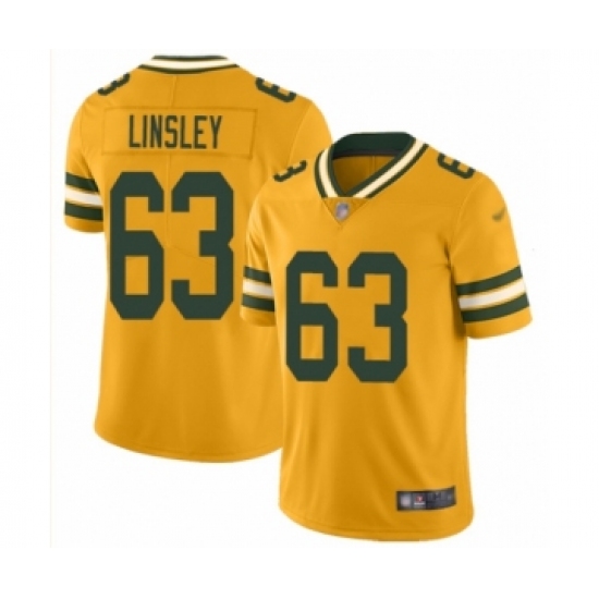 Women's Green Bay Packers 63 Corey Linsley Limited Gold Inverted Legend Football Jersey