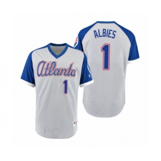 Men's Braves 1 Ozzie Albies Gray Royal 1979 Turn Back the Clock Authentic Jersey