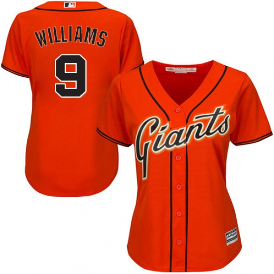 Women's Majestic San Francisco Giants 9 Matt Williams Replica Orange Alternate Cool Base MLB Jersey