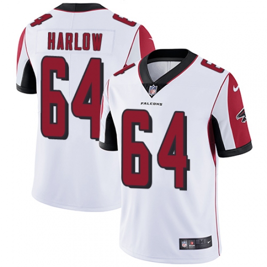 Men's Nike Atlanta Falcons 64 Sean Harlow White Vapor Untouchable Limited Player NFL Jersey