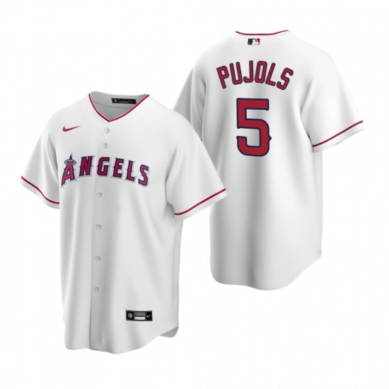 Men's Nike Los Angeles Angels 5 Albert Pujols White Home Stitched Baseball Jersey