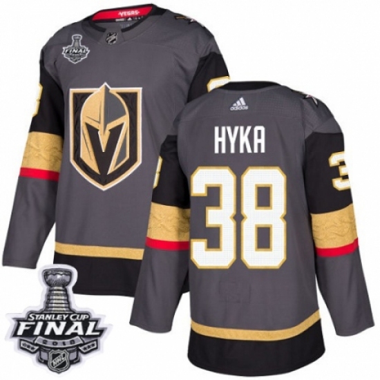 Youth Adidas Vegas Golden Knights 38 Tomas Hyka Authentic Gray Home 2018 Stanley Cup Final NHL Jersey