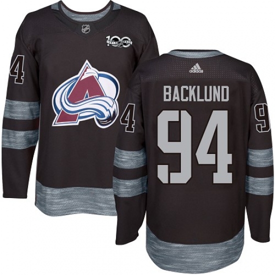 Men's Adidas Colorado Avalanche 94 Sampo Ranta Authentic Black 1917-2017 100th Anniversary NHL Jersey