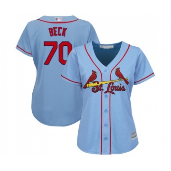 Women's St. Louis Cardinals 70 Chris Beck Replica Light Blue Alternate Cool Base Baseball Jersey