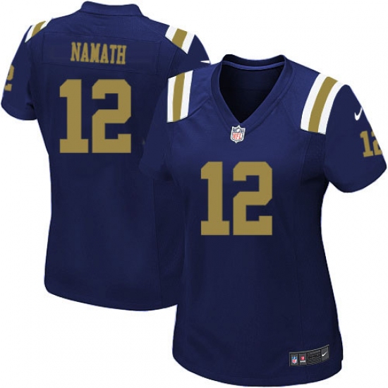 Women's Nike New York Jets 12 Joe Namath Game Navy Blue Alternate NFL Jersey