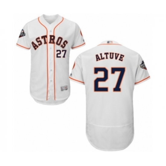 Men's Houston Astros 27 Jose Altuve White Home Flex Base Authentic Collection 2019 World Series Bound Baseball Jersey