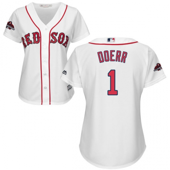 Women's Majestic Boston Red Sox 1 Bobby Doerr Authentic White Home 2018 World Series Champions MLB Jersey