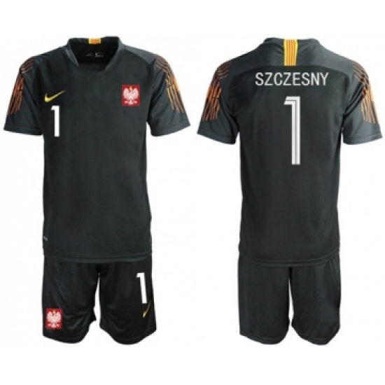 Poland 1 Szczesny Black Goalkeeper Soccer Country Jersey