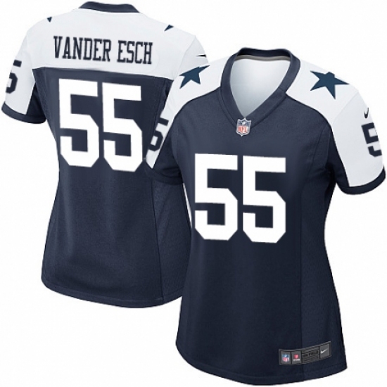 Women's Nike Dallas Cowboys 55 Leighton Vander Esch Game Navy Blue Throwback Alternate NFL Jersey