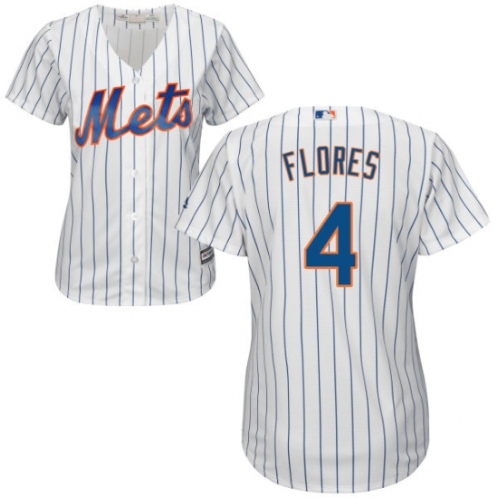 Women's Majestic New York Mets 4 Wilmer Flores Authentic White Home Cool Base MLB Jersey