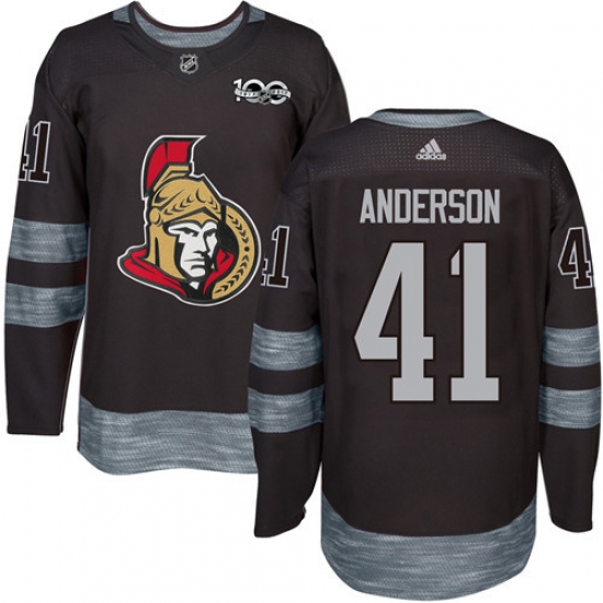 Men's Adidas Ottawa Senators 41 Craig Anderson Authentic Black 1917-2017 100th Anniversary NHL Jersey