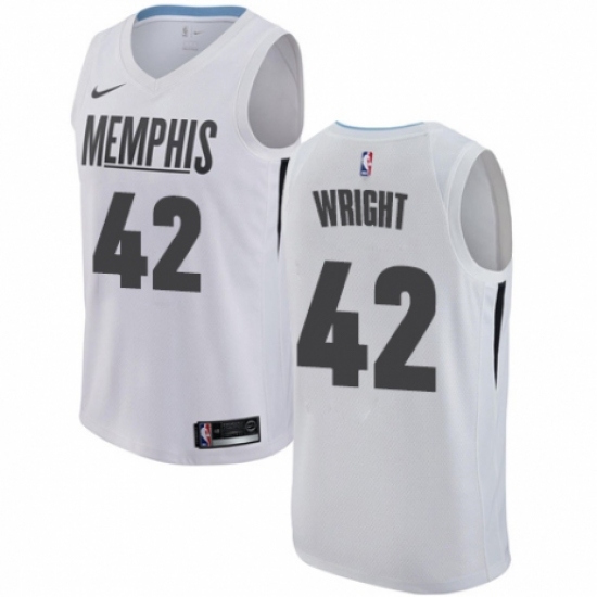 Women's Nike Memphis Grizzlies 42 Lorenzen Wright Swingman White NBA Jersey - City Edition