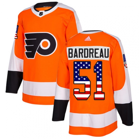 Men's Adidas Philadelphia Flyers 51 Cole Bardreau Authentic Orange USA Flag Fashion NHL Jersey