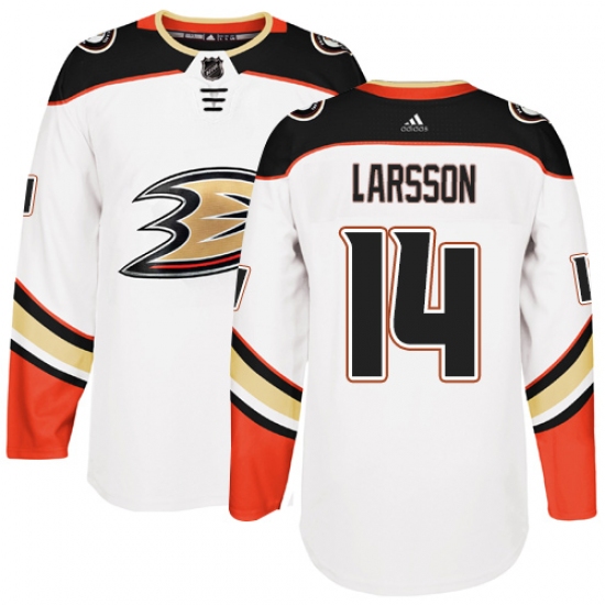 Men's Adidas Anaheim Ducks 14 Jacob Larsson Authentic White Away NHL Jersey