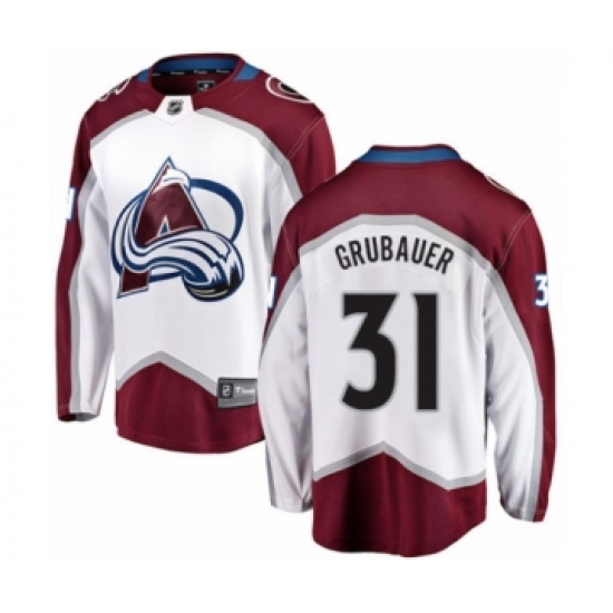 Youth Colorado Avalanche 31 Philipp Grubauer Authentic White Away Fanatics Branded Breakaway NHL Jersey