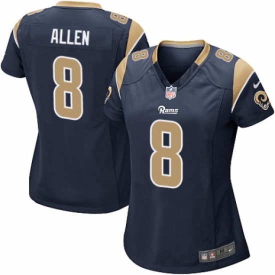 Women's Nike Los Angeles Rams 8 Brandon Allen Game Navy Blue Team Color NFL Jersey