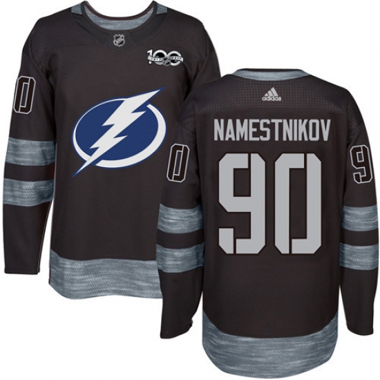 Men's Adidas Tampa Bay Lightning 90 Vladislav Namestnikov Authentic Black 1917-2017 100th Anniversary NHL Jersey