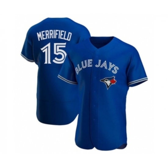 Men's Toronto Blue Jays 15 Whit Merrifield Royal Flex Base Stitched Baseball Jersey