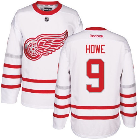 Men's Reebok Detroit Red Wings 9 Gordie Howe Authentic White 2017 Centennial Classic NHL Jersey