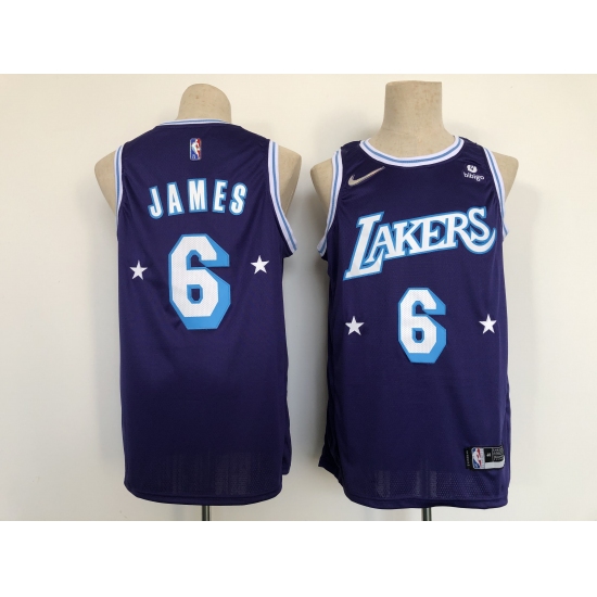 Men's Los Angeles Lakers 6 LeBron James Nike Purple 2021-22 Swingman City Jersey