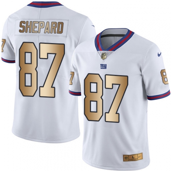 Men's Nike New York Giants 87 Sterling Shepard Limited White/Gold Rush NFL Jersey