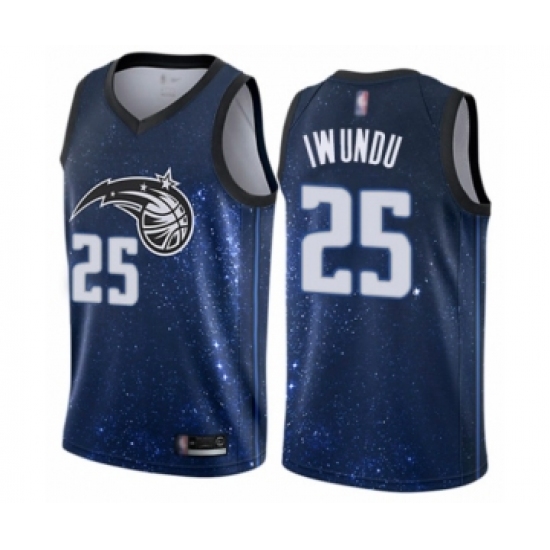 Men's Orlando Magic 25 Wes Iwundu Authentic Blue Basketball Jersey - City Edition